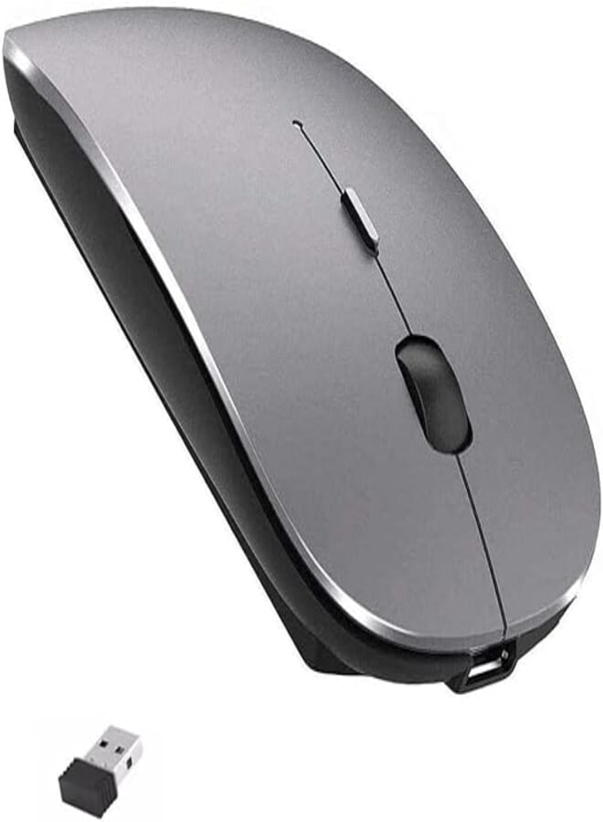 Wireless Mouse, Rechargeable LED Portable Silent Mouse,for Laptop/Desktop(Grey)